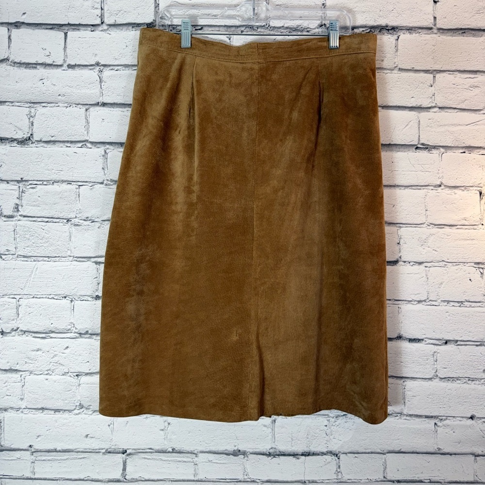 Vintage Tan Nubuck Suede Bohemian Retro Pencil With Slit Skirt Size XL